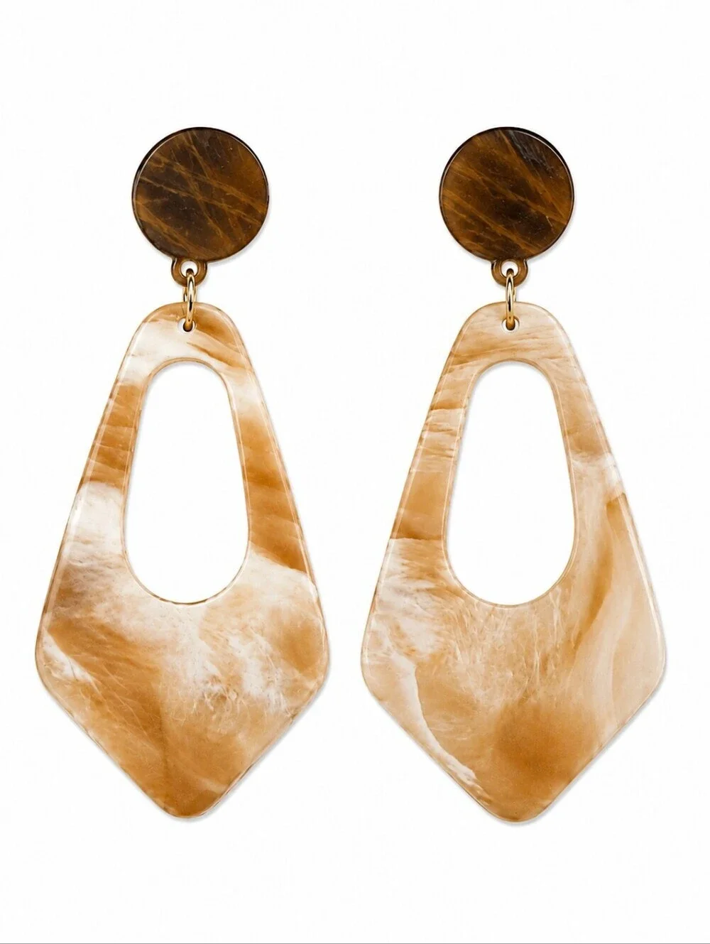 Vintage 1980s Marbled Acrylic Statement Dangle Earrings